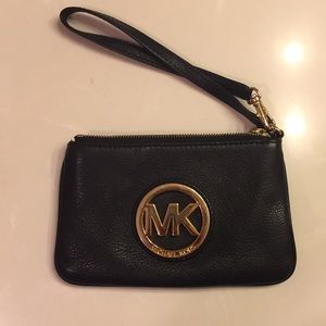 Michael Kors Black and Gold Wristlet